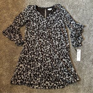 NWT Calvin Klein Black and White Floral Mini Dress